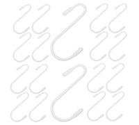 HEMOTON 36pcs S-Shaped Hanging Hooks Heavy Duty Iron and PVC Utility Hooks for Coats and Pots in Kitchens and Closets, White Wire Closet Shelving Accessories