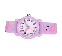 HEMOTON 3D Kids Watch Lightweight Waterproof Wristwatch with Flamingo Pattern, PC and Stainless Steel Material, Creative Simple Design for Boys and Children