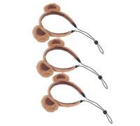 HEMOTON 3pcs Adjustable Elastic Animal Ears Headband for Pets, Plush Khaki Bear Ears Hairhoop, Comfortable Fit Preventing Scratching, for Halloween and Festive Events