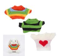 Hemoton 3pcs Bear Clothes Knitted Jumper Set, Rainbow Heart Striped Sweaters for 30cm Plush Toys, Stretchy Doll Accessories, Replacement Outfit Fits Stuffed Animals & Rabbit