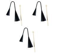HEMOTON 3pcs Boys and Girls Agogo Bell Two Tone Musical Instrument for Early Education Wooden Toy Stick Traditional Black Design for Boys and Girls