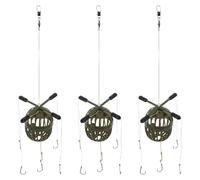 HEMOTON 3pcs Carp Bait Feeder Rig Set with Hooked Bait Cage, High-strength Fishing Feeder for Freshwater Carp Fishing in Rivers and Lakes