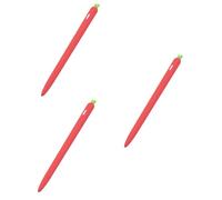 HEMOTON 3pcs Carrot Shaped Silicone Protective Cover for Pencil Lightweight Grip Holder Anti- Texture Design Red Color for Everyday Use and