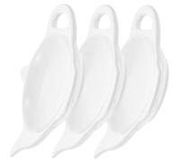 HEMOTON 3pcs Ceramic Tea Bag Holder Teapot Shaped Teabag Saucer Dessert and Snack Dish Smooth Edge Spoon Rest White Easy to Clean