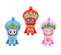 HEMOTON 3pcs Chinese Face Changing Doll Souvenir Set Made of Pvc with Traditional Sichuan Opera Style, Tabletop Decoration for New Year and Commemorative Display Color
