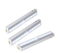 HEMOTON 3pcs Cold White LED Cabinet Lights Battery Powered Wireless Pir Motion Sensor Magnetic Strip Stick-on Closet and Kitchen Under Cabinet Lighting