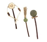 HEMOTON 3pcs Funny Catnip Teaser Wands Dental Chew Sticks Wooden Interactive Toys for Cats and Kittens Indoor Play