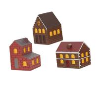 HEMOTON 3pcs Japanese Miniature Resin House Figurines Fairy Garden Cottage Dollhouse Scene Models for Xmas Town Decor Vintage Micro Landscape Ornaments Easy Assembly Cozy Indoor Outdoor