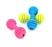 HEMOTON 3pcs Latex Barbell Chew for Dogs and Puppies, Sturdy Teething Squeaky Dog Chew for Home Use, Accelerates Teeth Growing and Provides Safe Chewing Experience Random Color