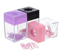 HEMOTON 3pcs Magnetic Paperclip Desk Organizer with Plastic Square Box and Magnetic Lid, Multipurpose Paperclip Holder for Office and Crowded Workstations, Sl nd Professional Desktop