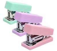 HEMOTON 3pcs Mini Metal Desk Staplers Assorted Colours Portable Office Stapler for Study and Work, Binding Function with Hardly Jams Staples, Compact and Convenient