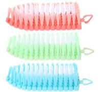 HEMOTON 3pcs Multi-purpose Nail Cleaning Brush with Dense Bristles for Manicure Shoe and Gap Cleaning Portable Sturdy Scrubbing Cleaner Kit in Blue Green Pink