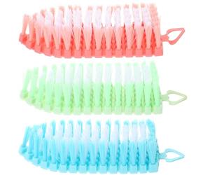 HEMOTON 3pcs Multi-purpose Nail Cleaning Brush with Dense Bristles for Manicure Shoe and Gap Cleaning Portable Sturdy Scrubbing Cleaner Kit in Blue Green Pink