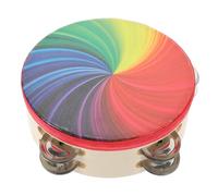 HEMOTON 3pcs Musical Rainbow Tambourine Double Row Handheld Percussion Instrument for Boys and Girls for Parties and Rhythm for Hands