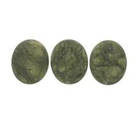 HEMOTON 3pcs Natural Olive Jade Massage Stones 5x6cm, Hot and Cold Gua Sha Scraping Tool Set for Face and Body Spa Therapy, Portable Wellness Massage Kit