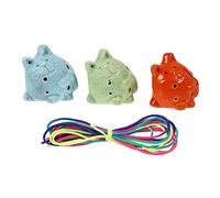 HEMOTON 3Pcs Portable Soil Ocarina Flute Lightweight Dolomite Material Ethnic Cat Shaped Beginners Musical for Adults Random Colors Random Color