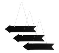 HEMOTON 3pcs Small Wooden Chalkboard Arrows Sign Set, Easy to Hang and Wipeable Decorative Memo Boards for Events and Wall Decoration, Stylish Black DIY Message Board