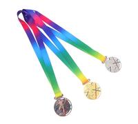 HEMOTON 3pcs Soccer Medals Metal Participation Awards with Ribbon Gold Silver Bronze Football Medals for Sports Competitions Team Spirit and Celebration Party Favors