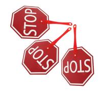 HEMOTON 3pcs Stop Sign Paddle with Handle for Classroom Use, Red Plastic Handheld Teacher Paddle, Interactive Learning Tool for Effective Classroom Management and Student Activities