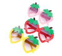 HEMOTON 3pcs Strawberry Sunglasses for Lightweight Fruit-shaped Eyewear in Red Pink Yellow Cute Cool Sunglasses for Outdoor Tropical Birthday Photos and Everyday Use