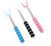 HEMOTON 3pcs Telescopic Clothesline Pole, Stainless Steel Extendable Rod | Wide Fork, Anti-slip Cap, One-hand Operation, Wind-resistant Stability, Temporary Hanging in Bathrooms and Dormitories