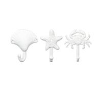 Hemoton 3pcs Wall Mounted Coat Hook Iron Hat Hanger Racks Mediterranean Style Coastal Wall Ornaments Beach Nautical Decorations for Bathroom Bedrooms