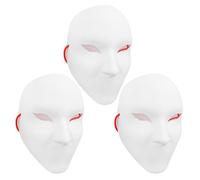 HEMOTON 3pcs White Pvc Full Face Masquerade Masks, Unpainted DIY Paintable Party Masks with Elastic Band, Resistant to Deformation for Halloween and Masquerade Balls