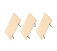 HEMOTON 3pcs Wooden Bird Perch Stand for Small Pets and Cockatiels, Natural Khaki Wood Rectangular Platform with Stable Design, Encourages Bonding in Bird Cage or Animal Cage