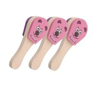 HEMOTON 3pcs Wooden Castanets Lightweight Animal Shaker Musical Instruments for Early Education Parent Interaction Mouse Pattern Ergonomic Grip Developmental