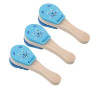 HEMOTON 3pcs Wooden Castanets Musical with Long Handle Mouse Pattern Early Education Percussion Instruments for Clappers Enhancing Grip Strength Rhythm Development and Parent Interaction