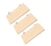 HEMOTON 3pcs Wooden Parrot Perch Stand for Bird Cage with Spacious Exercise Area and Stable Design, Rectangular Natural Wood Platforms Suitable for Parakeets and Cockatiels