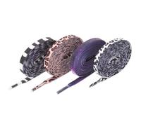 HEMOTON 4 Pairs Flat Elastic Shoelaces 140cm Galaxy Pattern, Leopard Brown, Cow Print, Zebra Black White Replacement Sports and Casual Sneaker Shoe Laces for Canvas Shoes