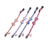 HEMOTON 4 Pcs Adjustable Decorative Pet Collars for Independence Day Elastic Comfortable Neckbands with American Flag and Star Patterns Festive Dog and Cat Accessories for Holiday Dress Up