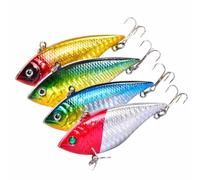 HEMOTON 4 Pcs Cm 12g Holographic Vib Hard Fishing Lures with Small Fish Shape and Plastic Material Long Shoot Fishing Baits to Attract Fish Effectively