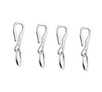 HEMOTON 4 Pcs Durable Keychain Clip Stainless Steel Hook Clips for Hanging and Quick Release for Keys Whistles and Small Items