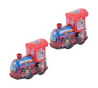 HEMOTON 4 pcs Vintage Wind Up Retro Locomotive Clockwork Playthings for Christmas Decoration Interactive Mini Train