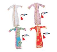 HEMOTON 4 Sets Floral Cheongsam Doll Clothes Dress for Play Vintage Chinese Style Doll Outfit Accessories Easy to Wear Compatible with Various Brands