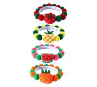HEMOTON 4Pcs Adjustable Cat Collar Kitten Decorative Fruit Ball Neck Straps Soft Party Accessories for Pet Cats and Kittens Daily Wear Christmas Birthday