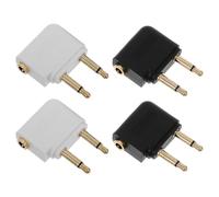 HEMOTON 4PCS Airplane Headphone Adapter with Copper Gold Plated Dual Prong Jack, Easy to Use for Flights and Airline Travel