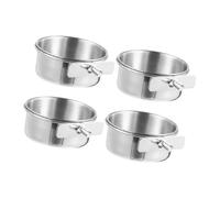 HEMOTON 4pcs Bird Parrot Feeding Bowl Stainless Steel Bird Water Feeder Feeder Cup for Cage Accessories