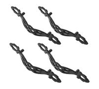 HEMOTON 4pcs Black Zinc Alloy Hollow Carved Cabinet Pull for Wardrobe Doors