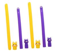 HEMOTON 4pcs Cartoon Anti-skid Pen Sleeves for Pencil Flexible Odorless Non-corrosive Comfortable Grip Desktop Design