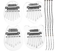HEMOTON 4pcs Cute Kalimba Note Thumb Piano for Beginners Portable Musical Instrument Acrylic Metal Chain for Pendant