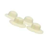 HEMOTON 4pcs DIY White Straw Hats for Painting and Crafting Creative Blank Farmer Caps for Boys and Summer Sun Protection for Projects and Outdoor Fun
