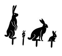 HEMOTON 4pcs Easter Bunny Garden Stakes Sign Easy to Install Rabbit Lawn Decorations for Outdoor Gardening Bonsai Decor Cute Acrylic Rabbit Sculptures for Festive Display