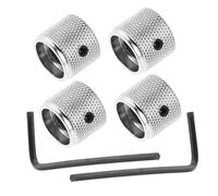 HEMOTON 4pcs Electric Guitar Bass Accessories Metal Volume Tone Control Knobs Replacement Potentiometer Knobs Chrome Dome Top Hat Easy Install