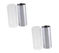 HEMOTON 4pcs Glass and Stainless Steel Guitar Slide and Silver Bottleneck Slides for Electric and Acoustic Instruments for Guitarists