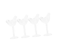 HEMOTON 4pcs Glass Wine Flutes Bird Shaped Cocktail Glass Transparent Wine Cups Drinking Goblet Glasses Party Juice Beverage Cups