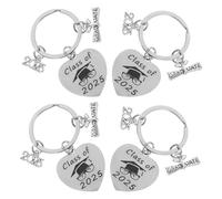 HEMOTON 4Pcs Graduation Keychain Stainless Steel Keepsake for Class of Inspirational Cap Design for High School Students and Graduates