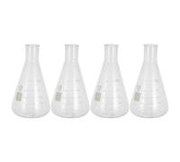 HEMOTON 4pcs High Borosilicate Glass Erlenmeyer Flask Conical Triangular Shape Laboratory Glassware Practical No Bubbles for School Experiments in Chemistry Class